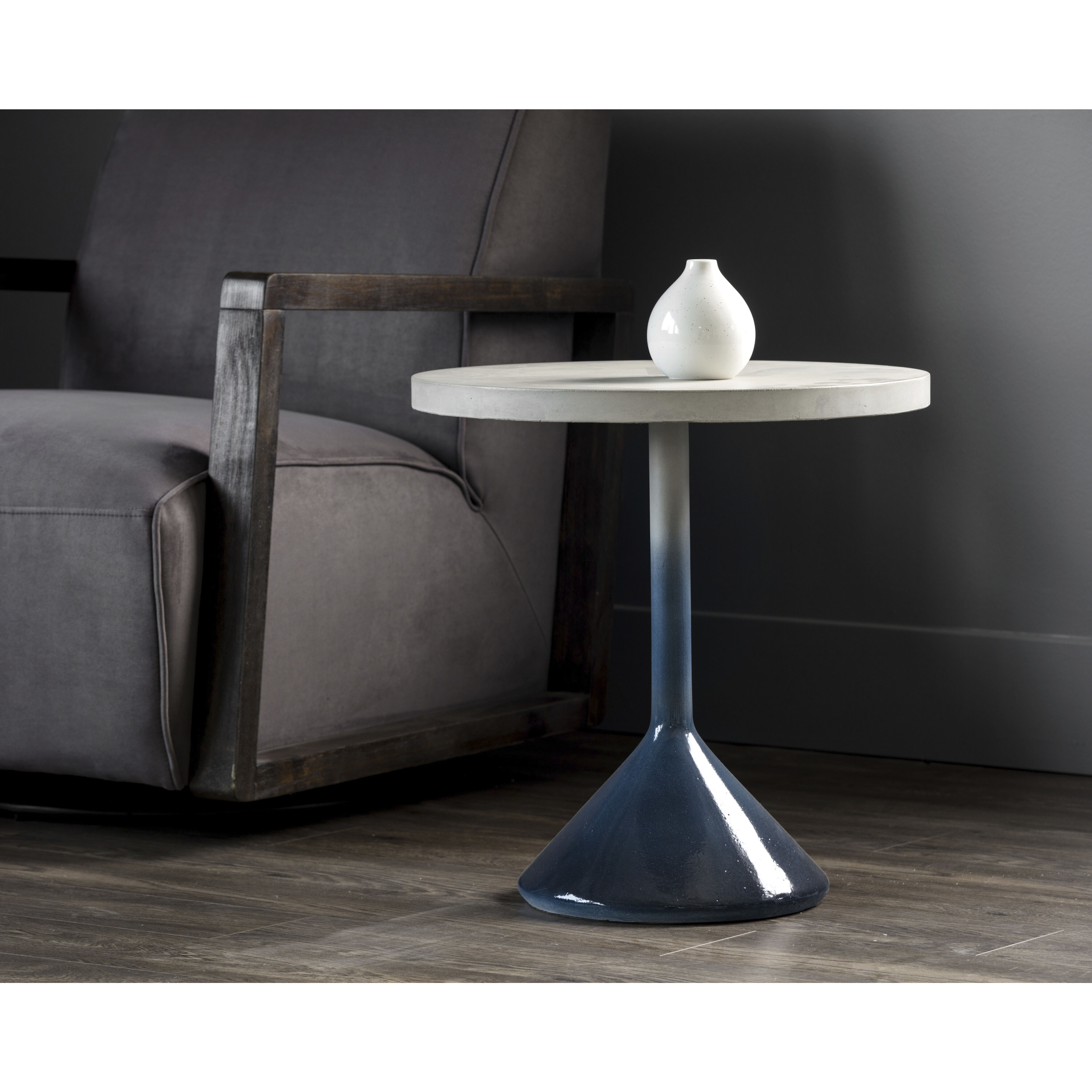 Laszilo 20 X 19.75 inch Light Grey / Blue Outdoor End Table